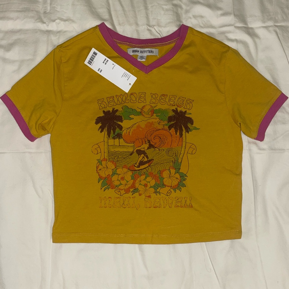 UO Cropped Graphic Top Baby Ringer Tee (S)